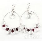 Large-diameter circle fashion crystal garnet earrings with 925 silver hook