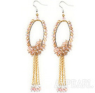 New Style Pink Champagne Serie Golden Pink Crystal Tassel Fashion Ohrringe