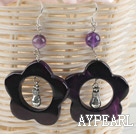 cute handmade flower shape violet agate earrings 
