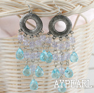 beautiful lake blue and clear crystal earrings