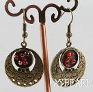 Lovely Round Loop Copper Charm And Glass Beads Dangle Earrings With Fish Hook