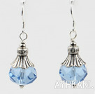 pretty light sea blue color crystal ball earrings 