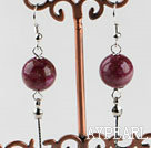 dangling style 12mm faceted red spider stone ball earrings