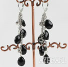 dangliing style drop shape black crystal earrings