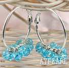 trendy manmade sea blue faceted crystal hoop earrings