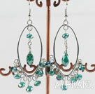 lovely green manmade crystal loop earrings
