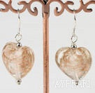 light brown heart shape colored glaze earrings