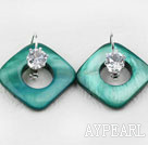noble rhinestone and green shell earrings