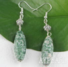 green jasper earrings with tibet silver flower