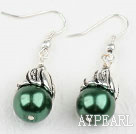 Simple Style dunkelgrüne Farbe Shell Perlen Ohrringe