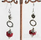 red coral earrings with 925 silver hook