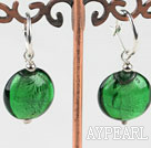 Χαριτωμένο στυλ επίπεδη γύρο πράσινο χρώμα σκουλαρίκια βερνίκι