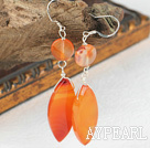 Class Design Orange Color Agate Dangle Earrings With Fish Hook