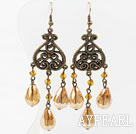 Vintage Style Amber Color Crystal Earrings