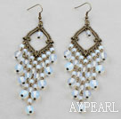 Vintage Style Opal Crystal Chandelier Earrings