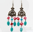 Turquoise Vintage Style et boucles d'oreilles corail rouge