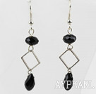 Simple Style Black Crystal Dangle Earrings