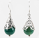 Classic Design Faceted Green Agate Earrings