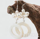 White Freshwater Pearl and White Shell Fashion Earrings
