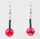 Simple Design Rose Color Agate Dangle Earrings