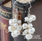 Cluster style naturel blanc Boucles d'oreilles perles d'eau douce