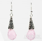 Drop Shape Transparent Pink Crystal Earrings