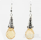 Drop Shape Faceted Light Yellow Crystal Earrings