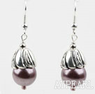 Enkel stil Purple Seashell Perler øredobber