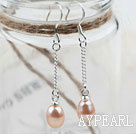 Style Classique Dangle Natural Design Pourpre Boucles d'oreilles perles d'eau douce de mariée