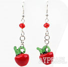 Dangle style cristal rouge et Red Apple forme colorée Glaze Boucles d'oreilles Charme