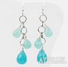 New Design Dangle Blue Crystal and Blue Jade Earrings