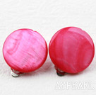 Classic Design Big Style Peach Red Shell Clip Earrings
