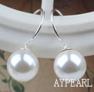 Classic Design Round Shape 10mm White Seashell Beads Earrings
