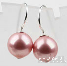 Classic Design Round Shape 10mm Pink Seashell Beads Earrings