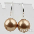 Classic Design Forme Rond 10mm couleur dorée Perles de coquillage Boucles d'oreilles