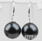 Classic Design Round Shape 10mm Black Seashell Beads Earrings