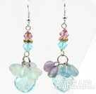 Classic Design Rainbow Fluorite and Green Agate Sterling Silver Earrings