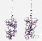 Cluster Style Violet Purple Freshwater Pearl Earrings