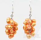 Cluster de style teints Orange Jaune Boucles d'oreilles de couleur perle d'eau douce