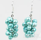 Cluster de style teints Blue Lake Boucles d'oreilles de couleur perle d'eau douce