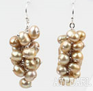 Style de cluster Couleur Champagne Haut Foré Boucles d'oreilles perles d'eau douce