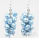 Style de lumière Cluster Couleur Blue Top Foré Boucles d'oreilles perles d'eau douce