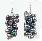 5 Style Cluster * 6mm Boucles d'oreilles noires perles d'eau douce