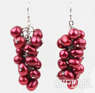 5 Style Cluster * 6mm teinte de pourpre Rouge Boucles d'oreilles perles d'eau douce