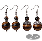 pearl and rutilated quartz and seashell beads earrings with 925 silver hook