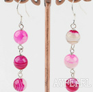 8mm pink agate dangle earrings