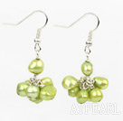Simple Design Dark Green Freshwater Pearl Earrings