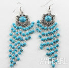 chandelier shape 4mm blue turquoise dangle earrings