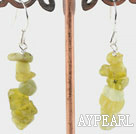 Olive stone earrings with 925 silver hook