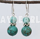 round turqulise beaded earrings with 925 silver hook